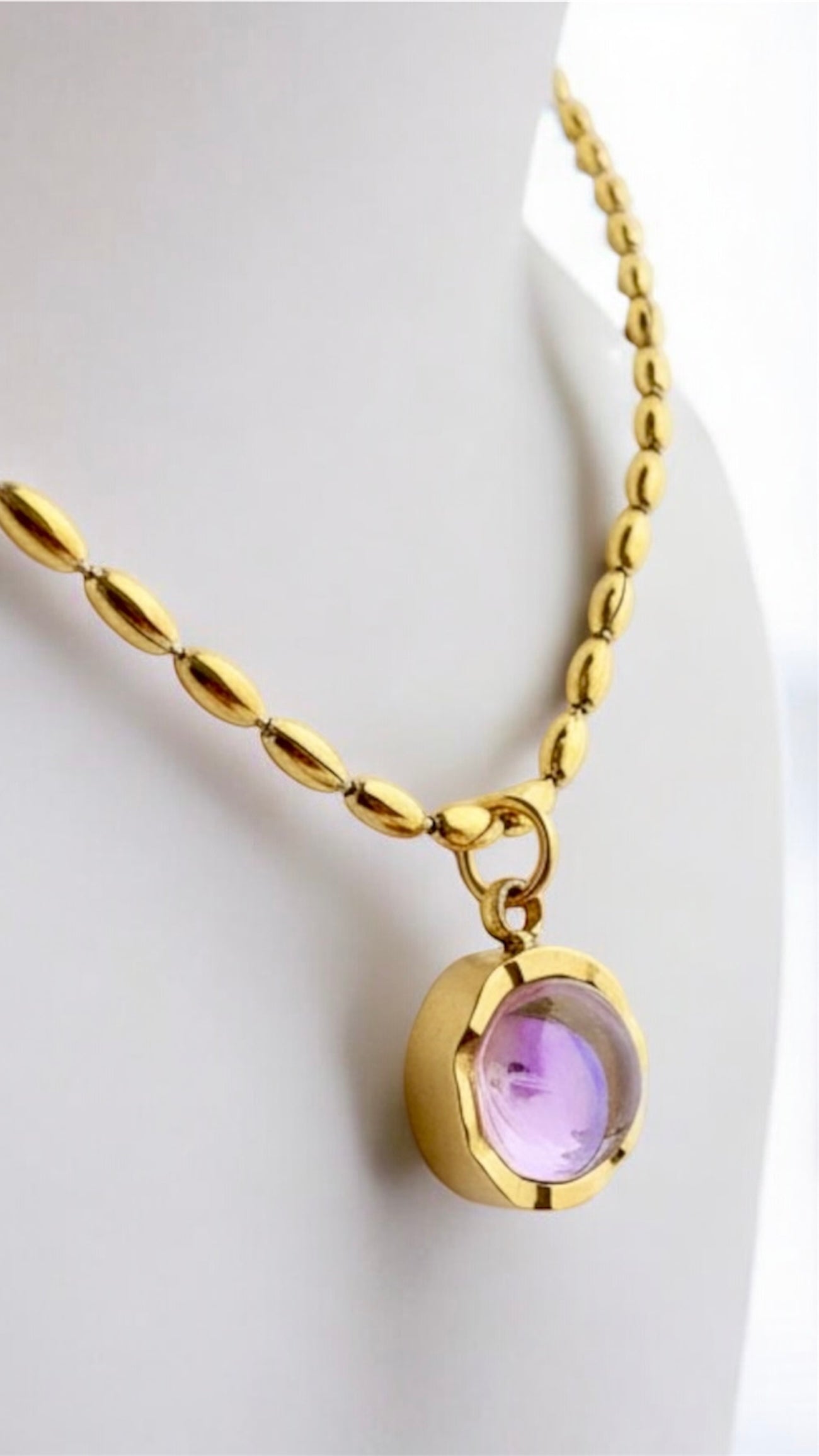 Natural moonstone 18k gold plated necklace