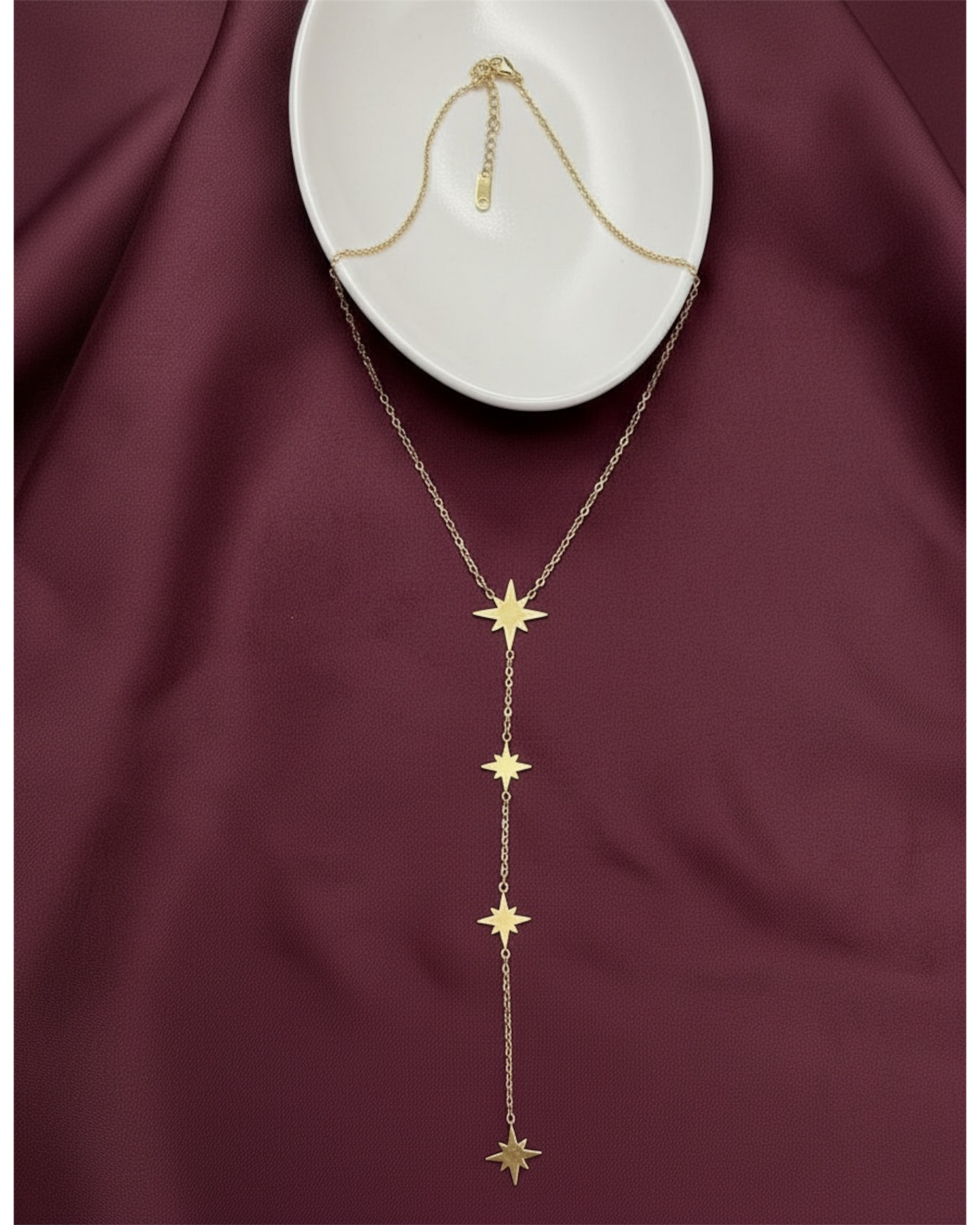 Y-shape dangling necklace 18k PVD gold plated