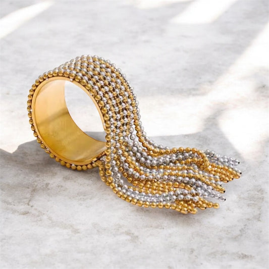 18k gold plated tassels beads ring