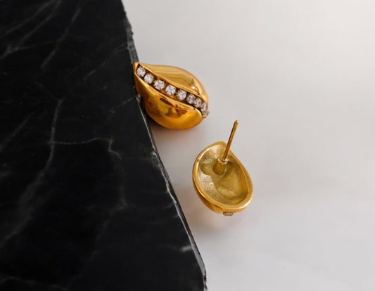 18k PVD gold plated teardrop shape earrings