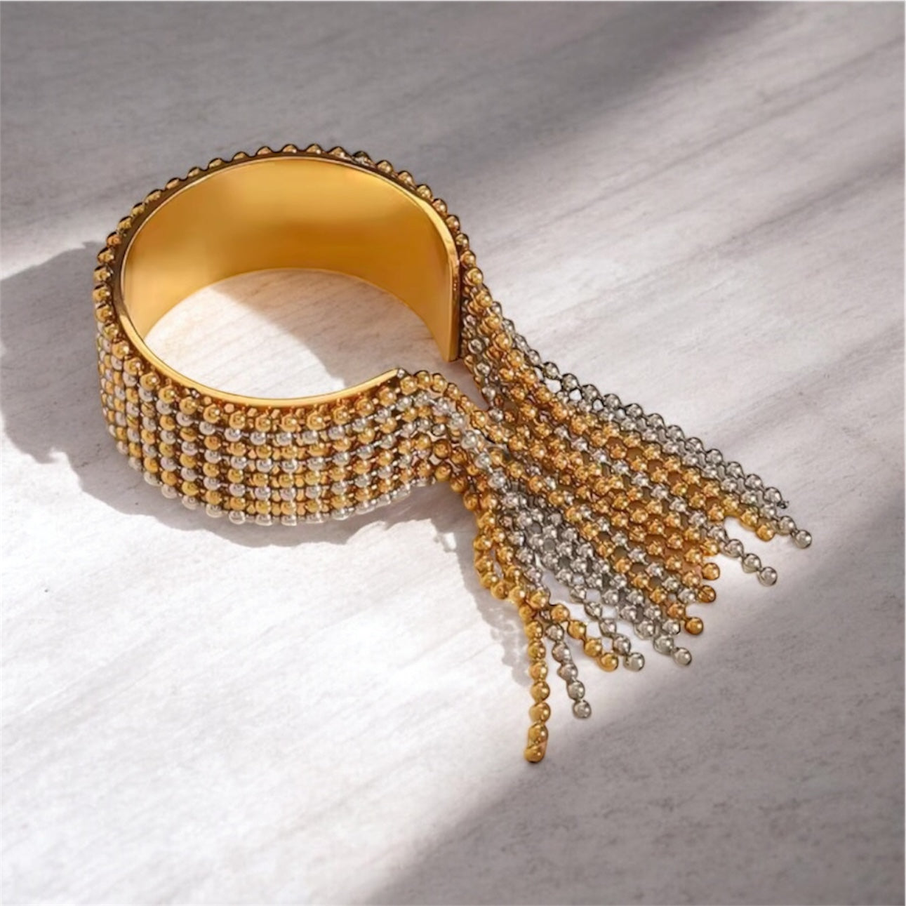 18k gold plated tassels beads ring