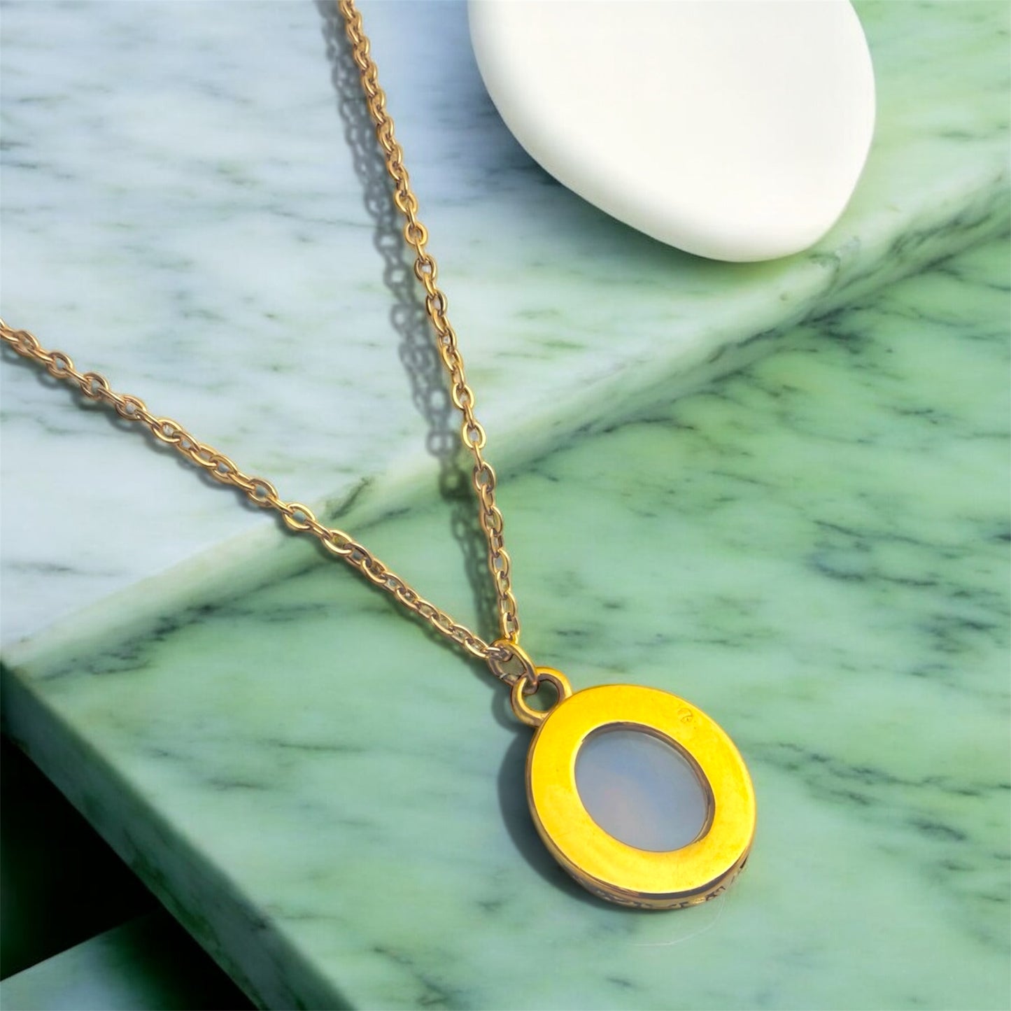 Natural Australian Opal 18k gold plated stainless steel