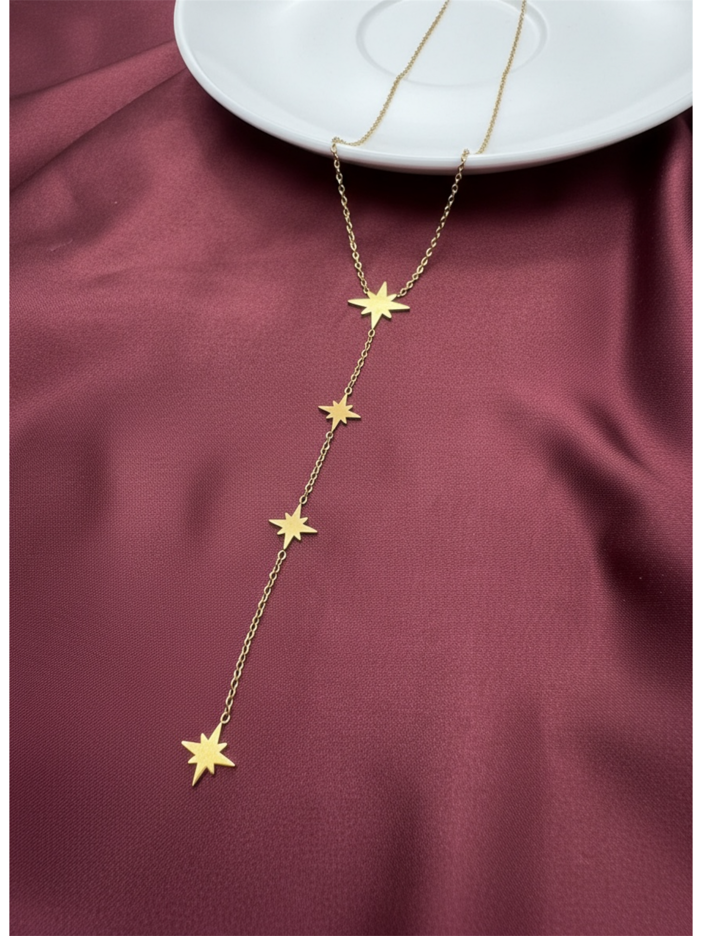 Y-shape dangling necklace 18k PVD gold plated