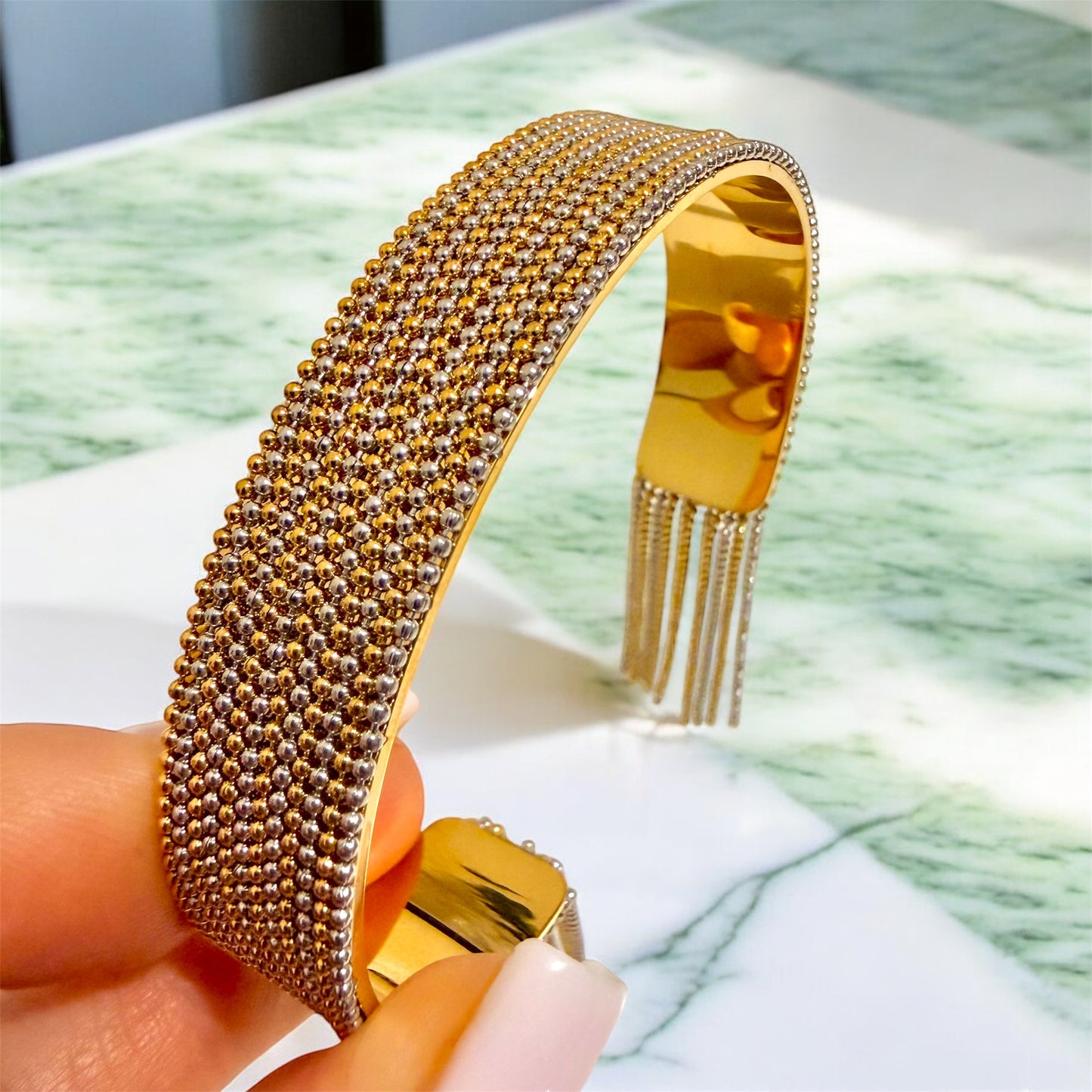 18k gold plated Open bangle bracelet